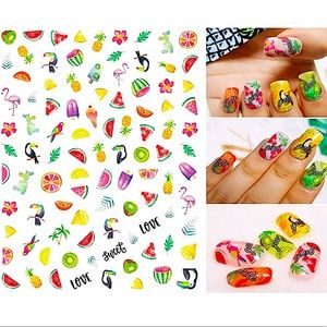 💌 BO/GO$6 🌴 Summer Fruit Vacation Fun Paradise Nail Stickers Tropical